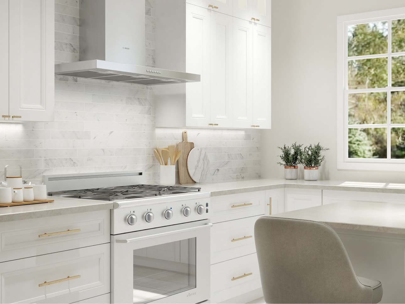 A kitchen with white Richmond cabinets