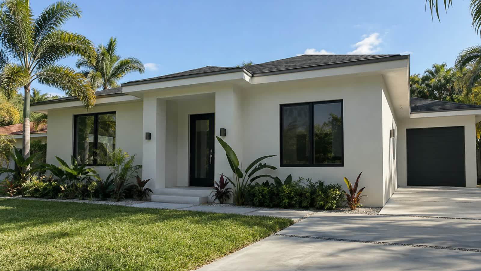 A freshly painted white Florida home