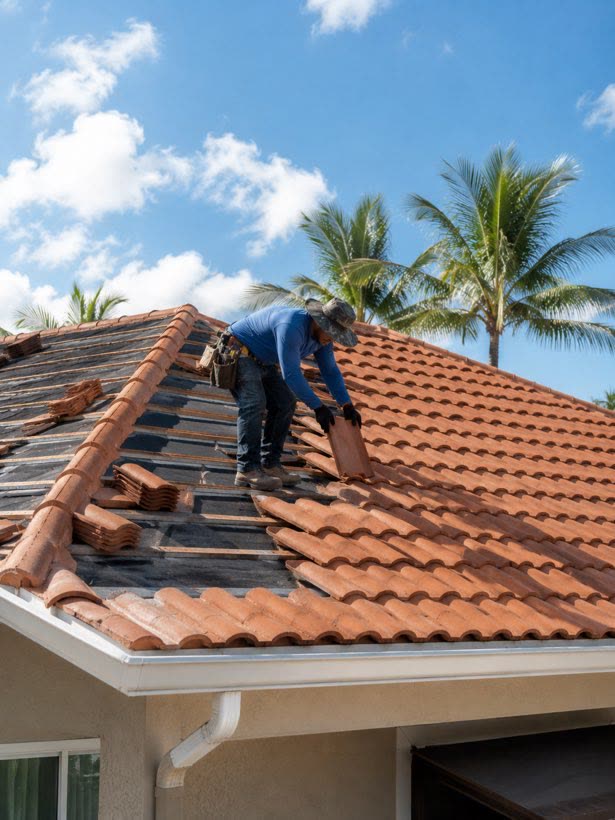 Clay tile roof repair