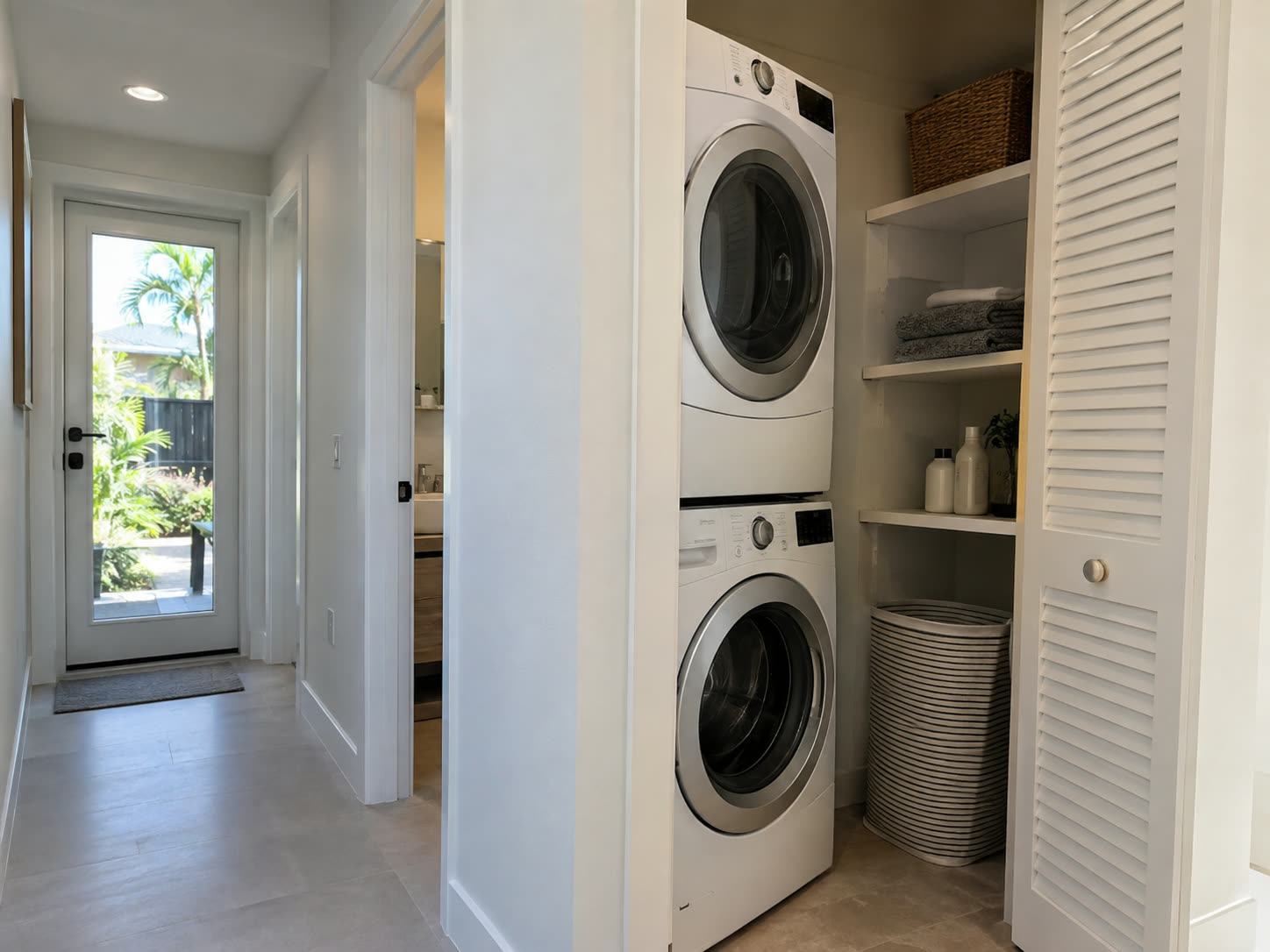 Laundry in a hall closet