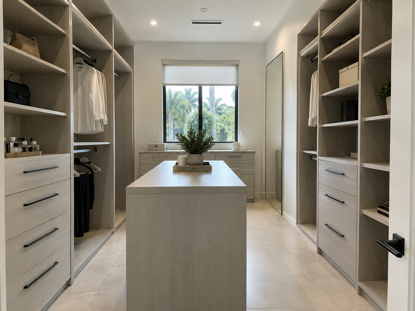 Walk-in with a window and island