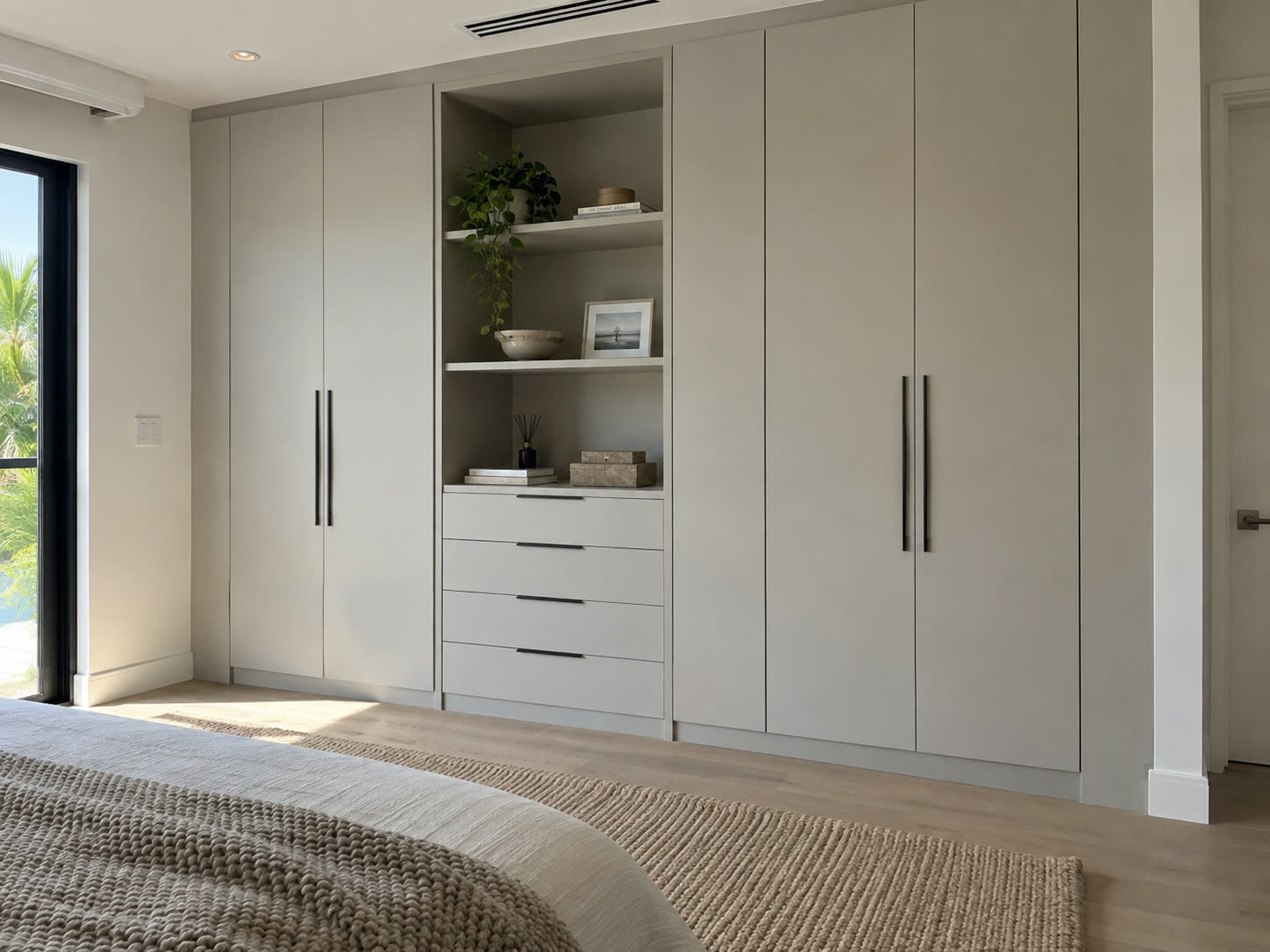 Wardrobe wall in a bedroom