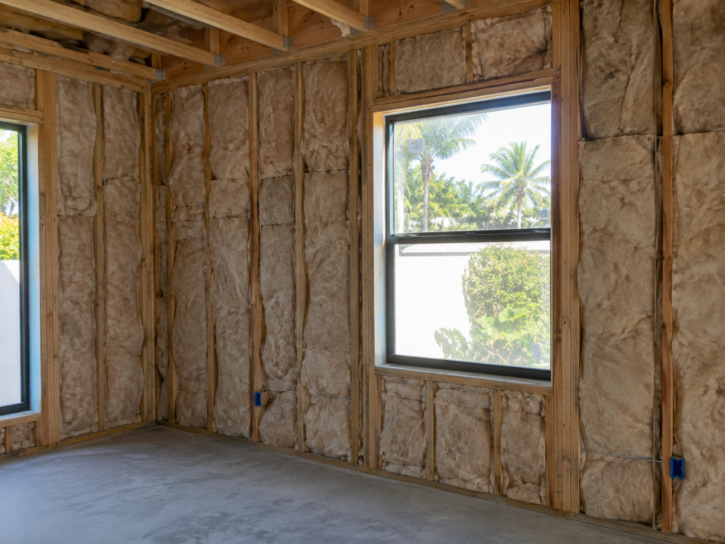 Wall insulation before drywall