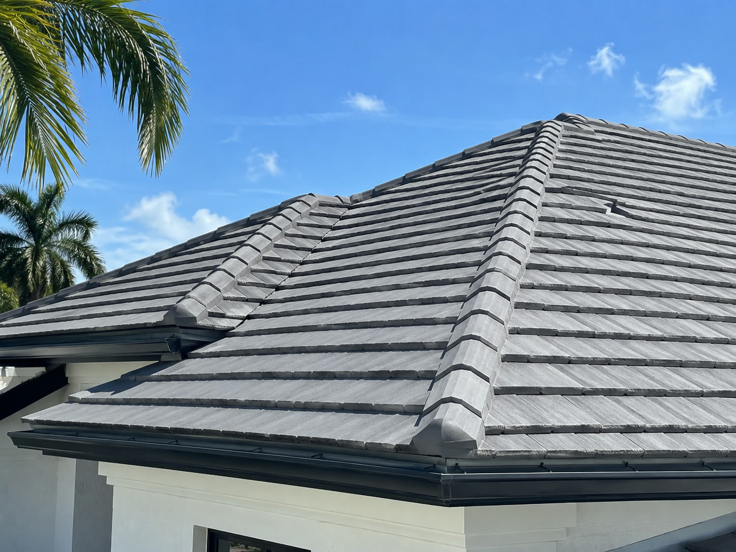 Grey concrete tile roof