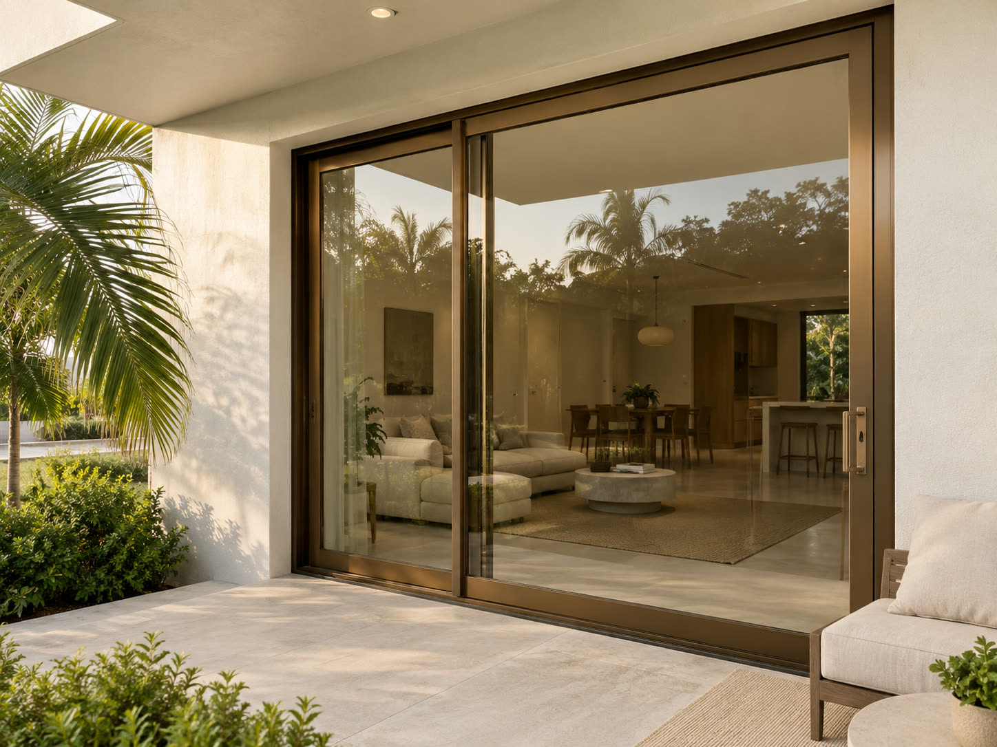 Bronze-framed sliding doors